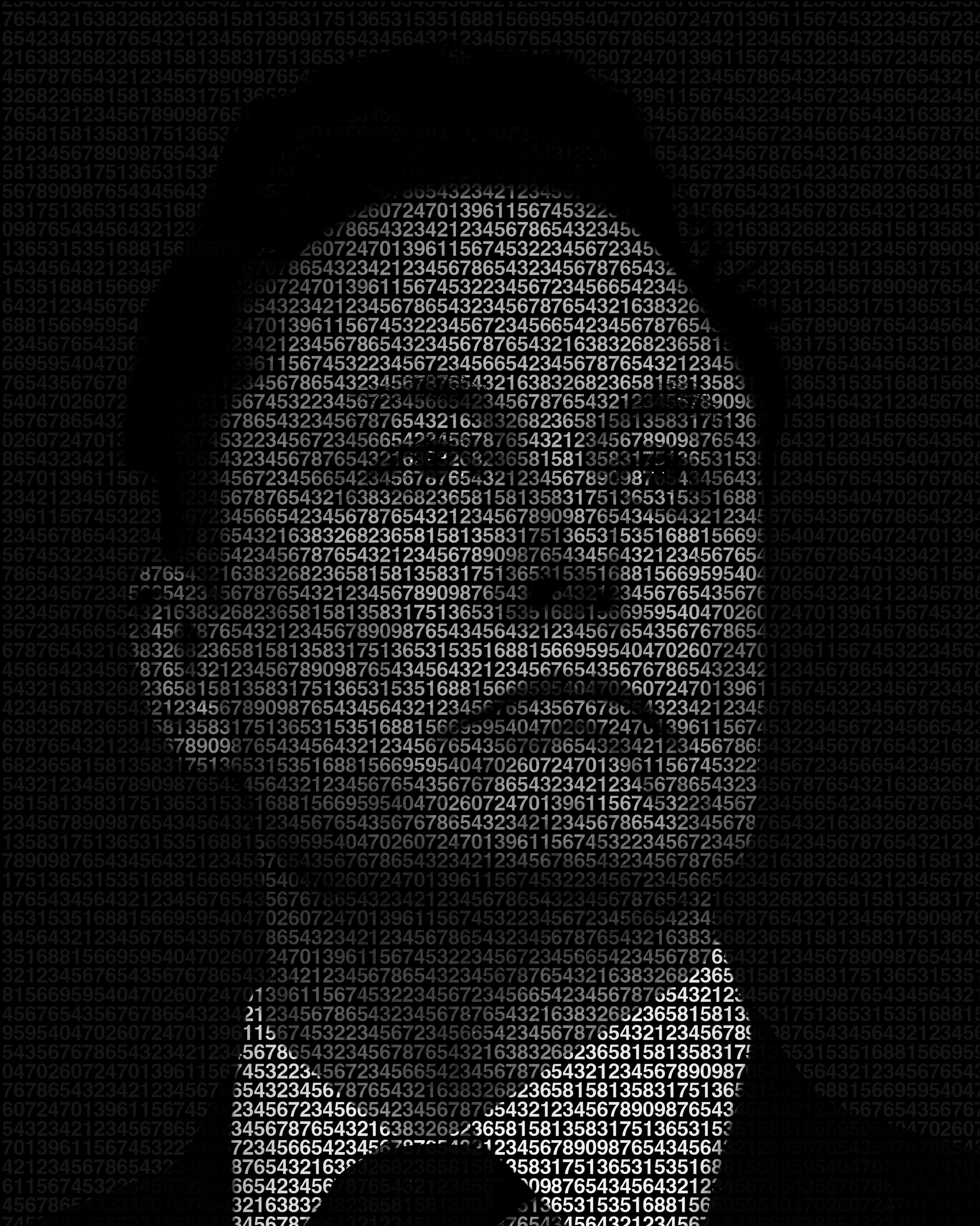 A portrait of Elon Musk made with numbers