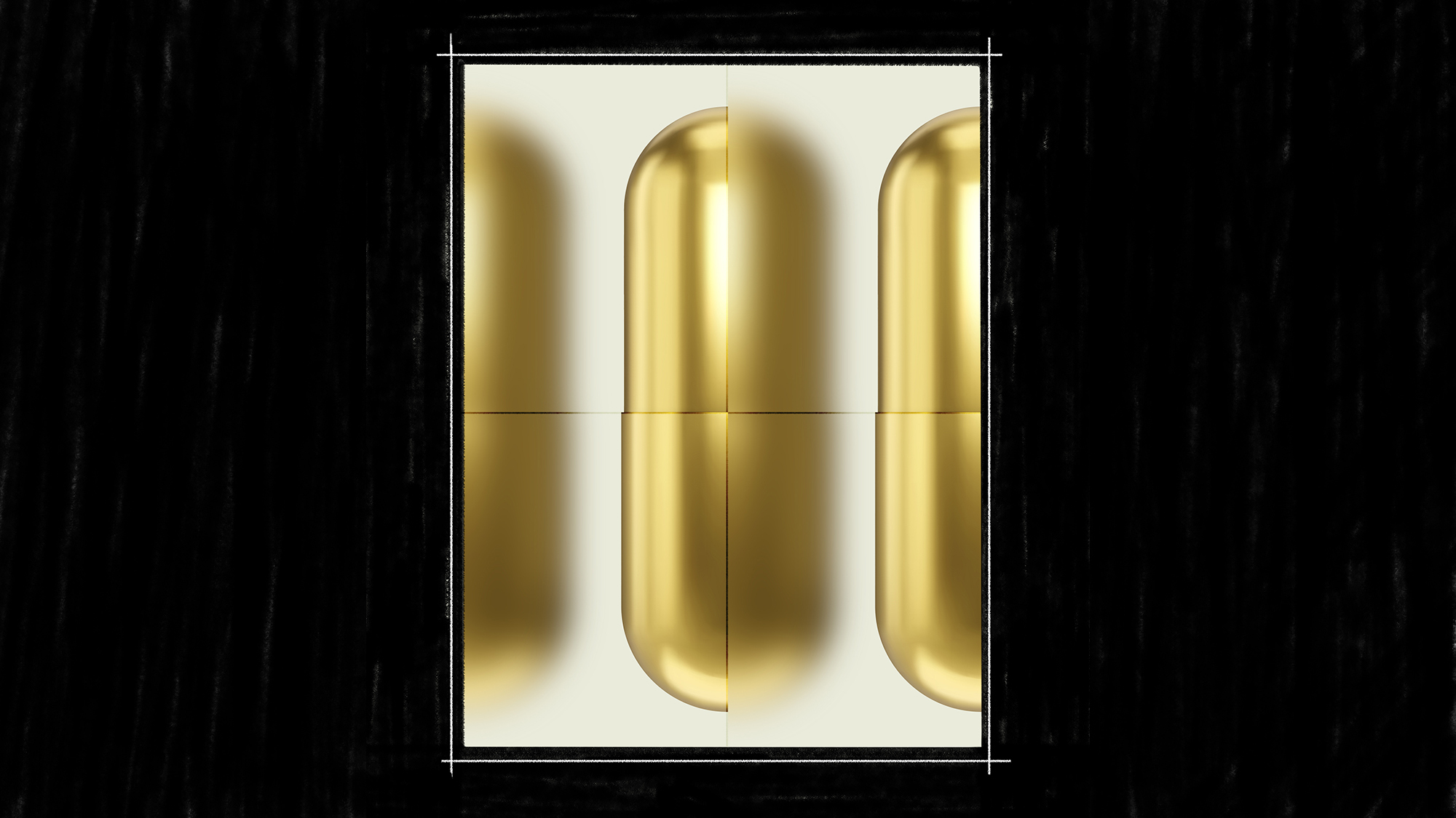An image of three gold-colored pills, slightly blurred