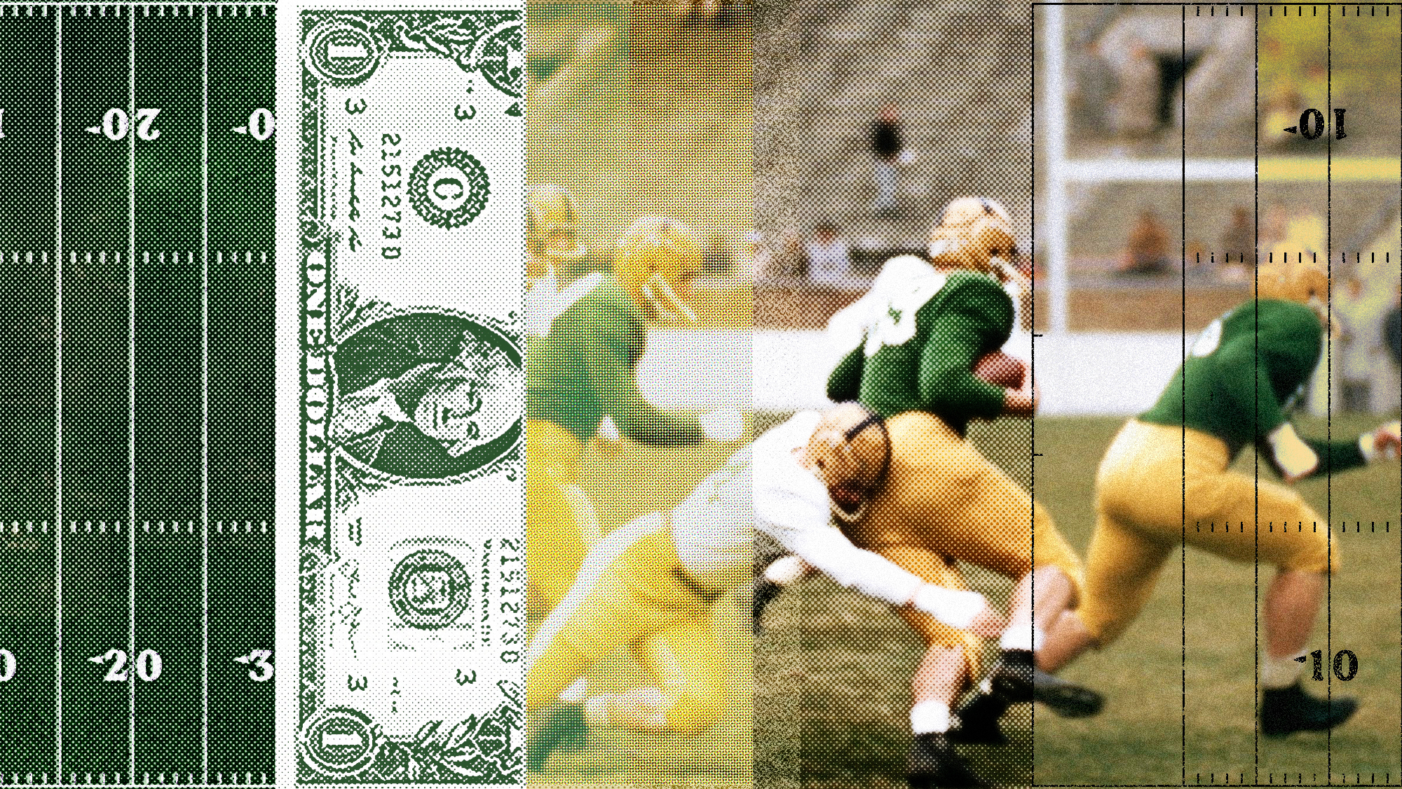 Photo-illustration of football players and money