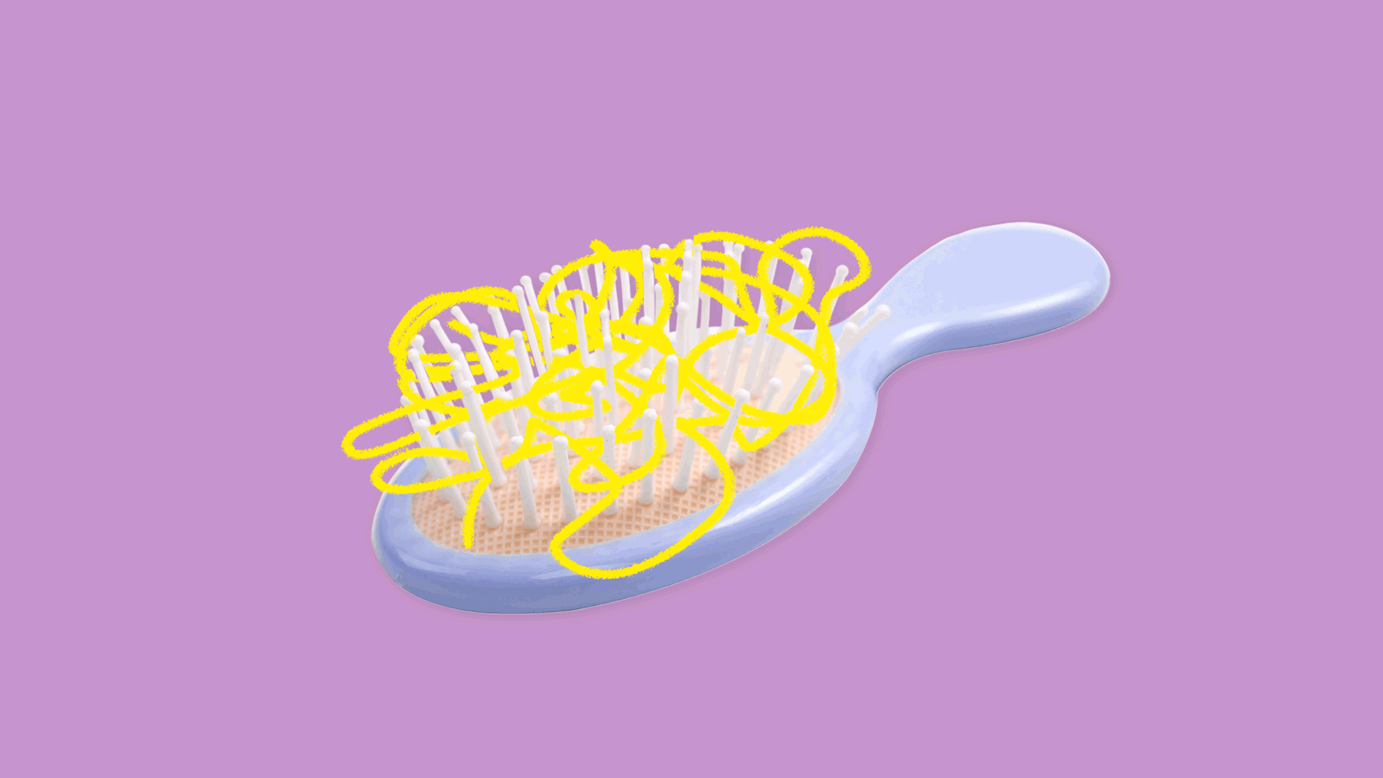 Image of a hairbrush, with drawn hair.