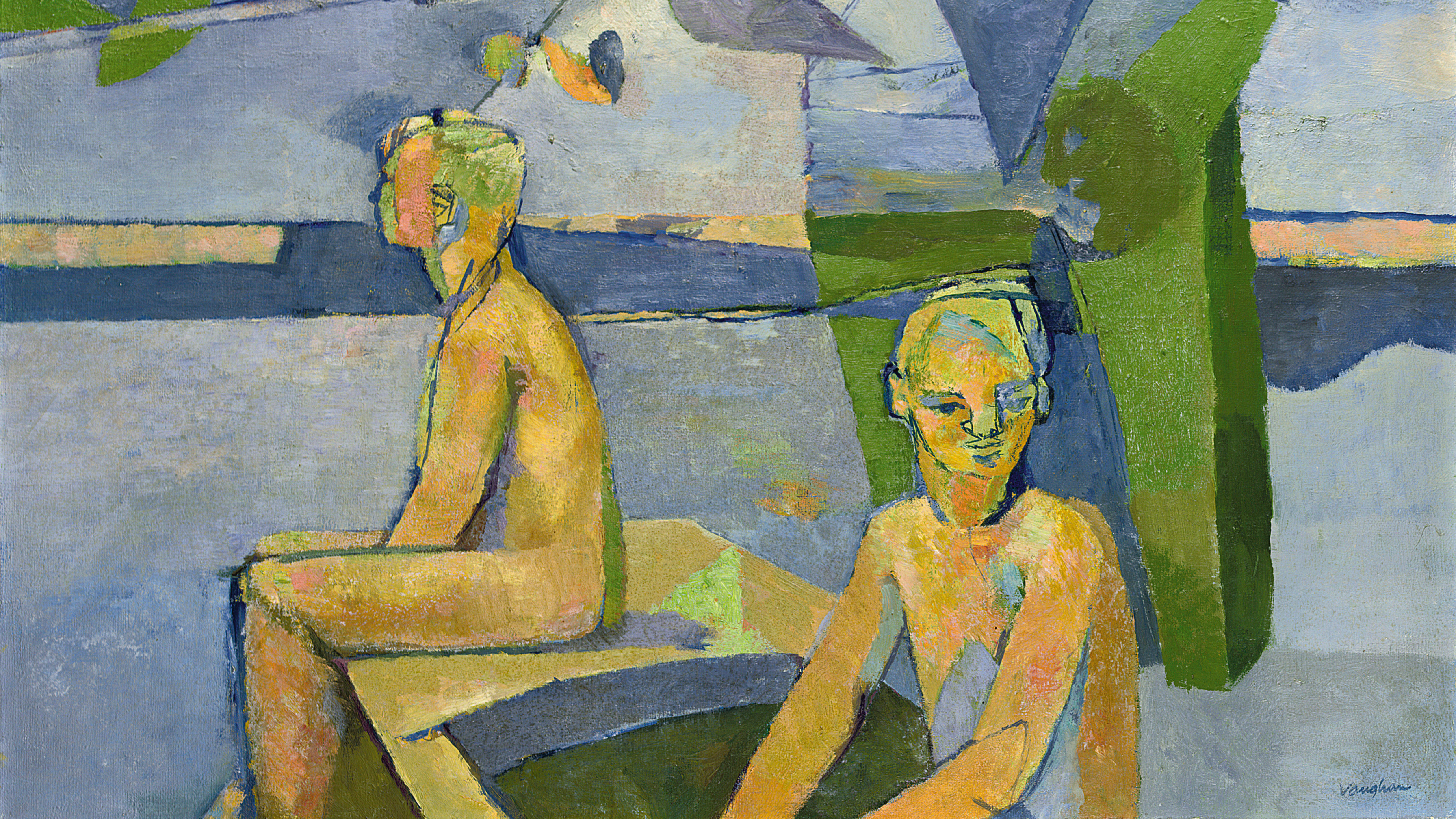 A drawing of two men heading in opposite directions