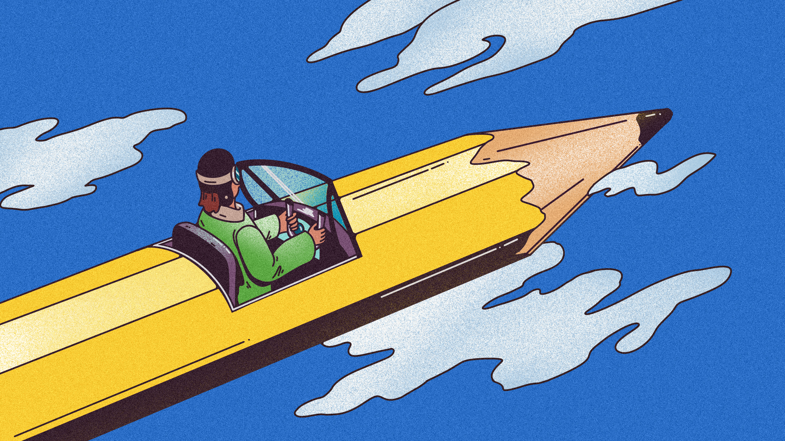 A person piloting a pencil
