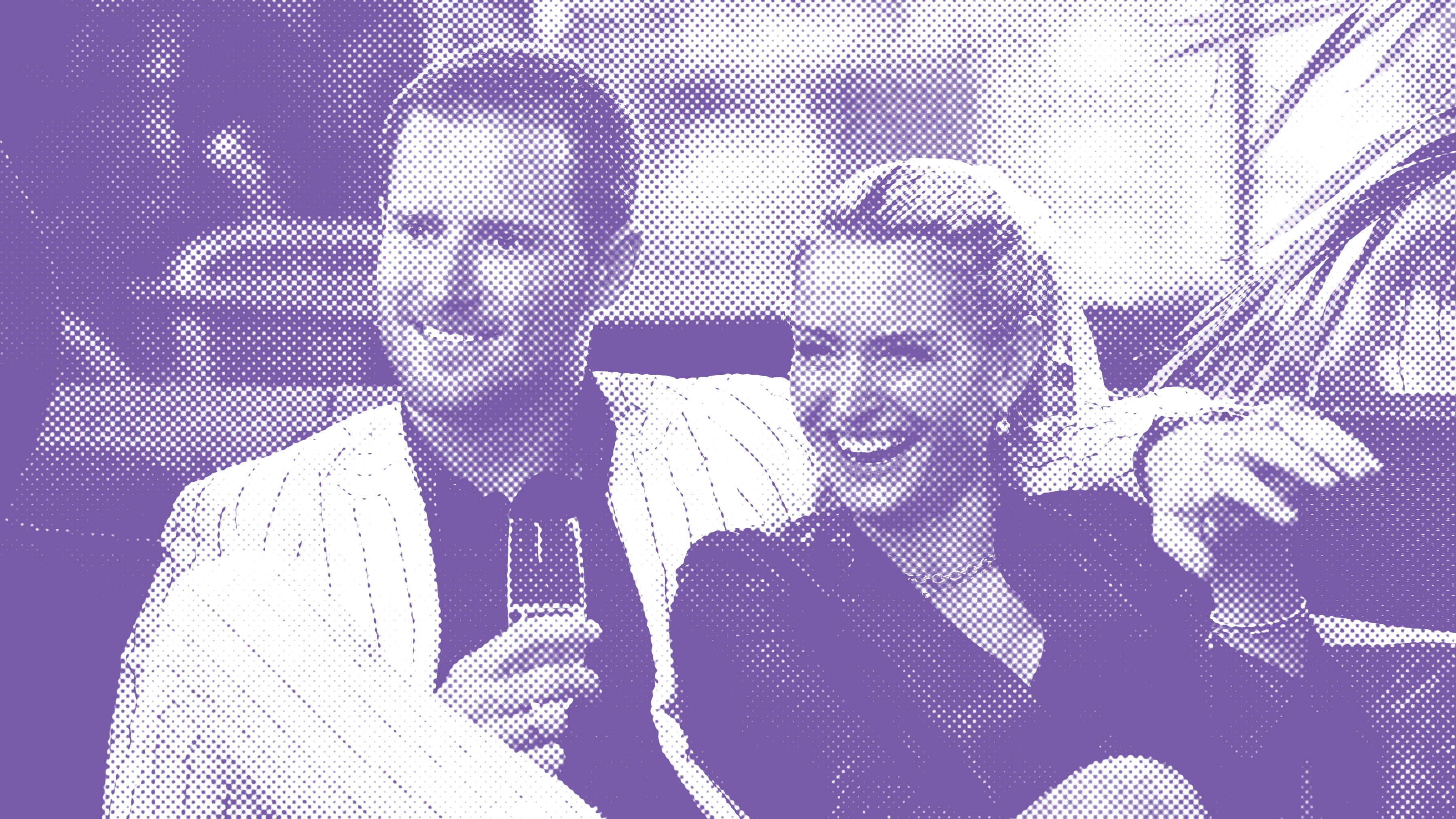 Photo illustration of Theresa DeMaria and John Merrill from "Age of Attraction"