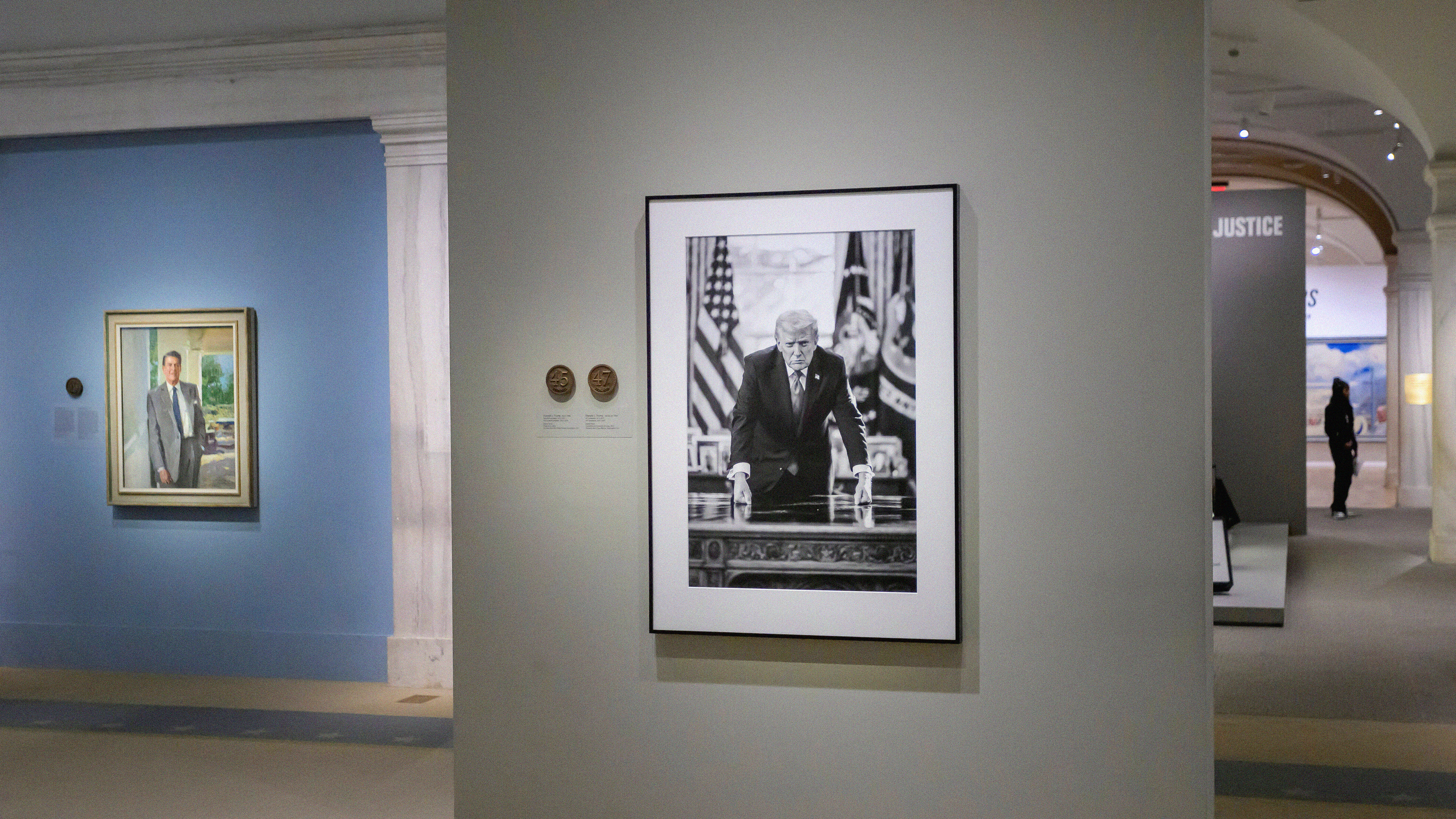 A photo of President Trump on display in the National Portrait Gallery