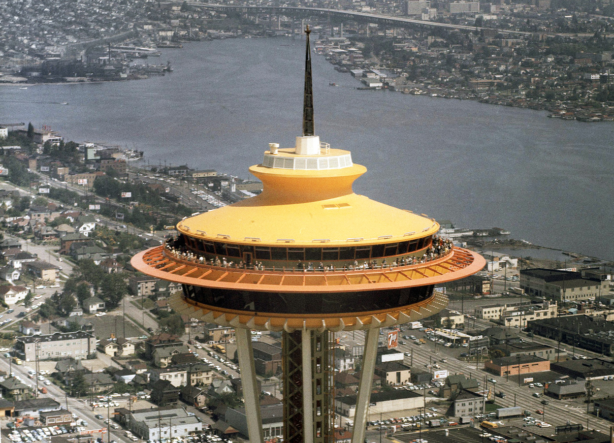 Skyscrapers in A City Lit Up at Night Space Needle Seattle King County Washington State | Canvas Wall Art | 36x12 | Great Big Canvas