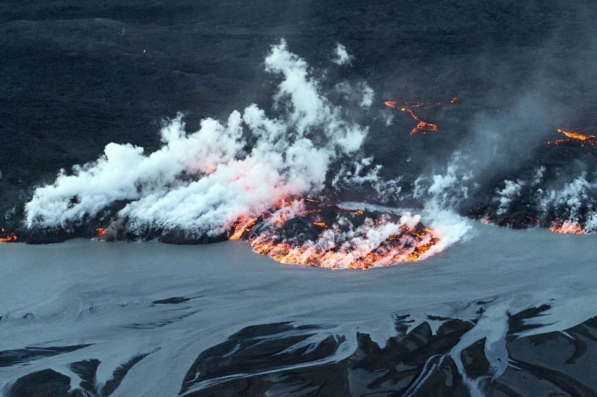 Mount Bardarbunga Iceland Volcanic lava rock slice in display case 1 per bid 