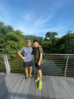 The two friends on a hike in Singapore