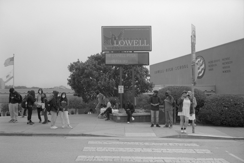 students outside of Lowell high school