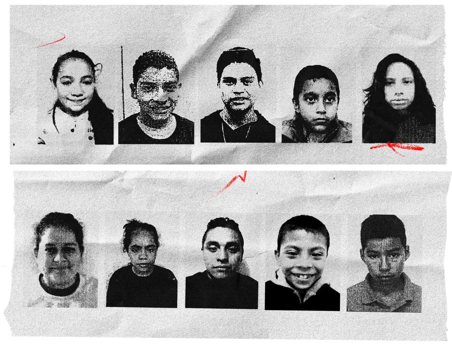 10 black and white mug shots of separated children taken by the U.S. government.
