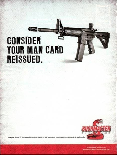 A Bushmaster ad with a picture of a rifle and the words, 