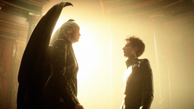 Gwendoline Christie and Tom Sturridge bartering in hell in Netflix's "The Sandman"