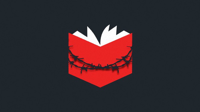 Books with barbed wire around it