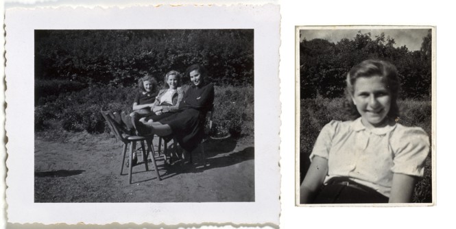 Marion Ehrlich and other teenagers at the Jewish cemetery where they performed forced labor