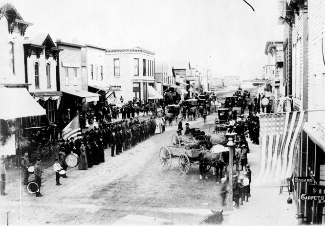 archival photo of a street in America