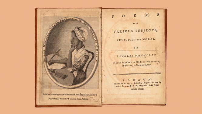 The front pages of a book of Wheatley poetry