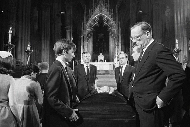 Picture of Robert F. Kennedy Jr. at the funeral for his father in New York