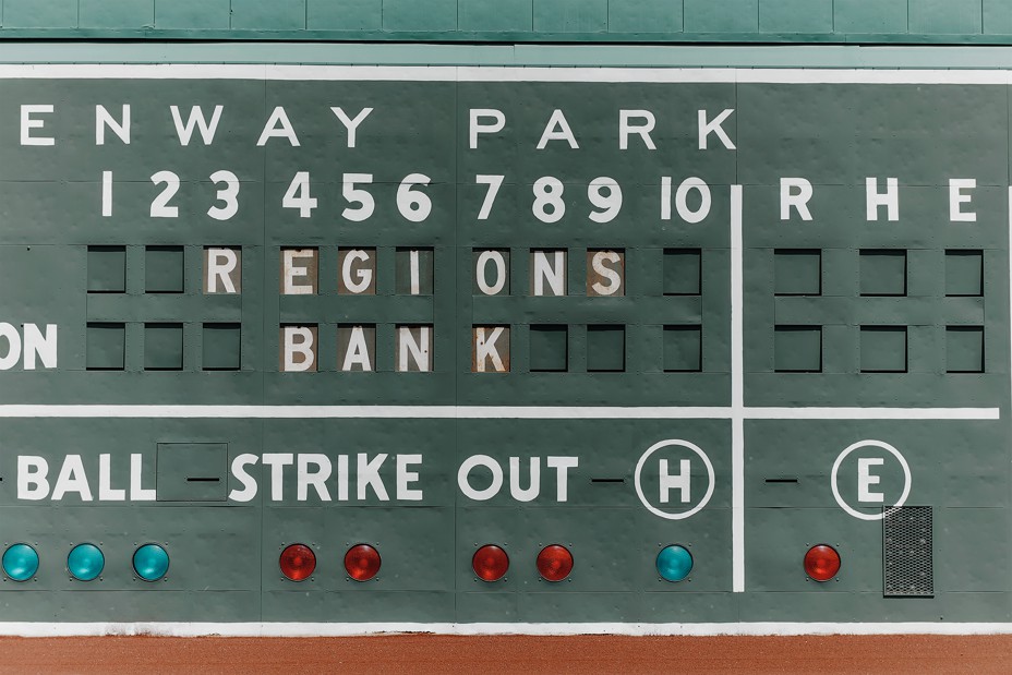 photo of detail of Fenway Park scoreboard
