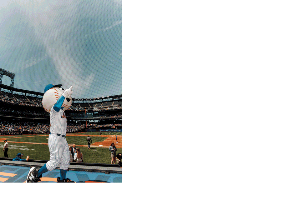 animated gif showing a series of photos from baseball game: people eating, cheering, mascots