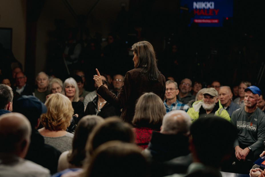 Picture of Nikki Haley at the Town Hall held in McIntyre Ski Area in Manchester, NH. 