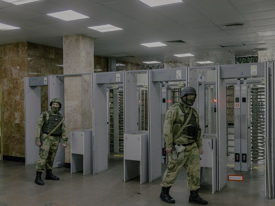 Russian Soldier inside the Nuclear power plant