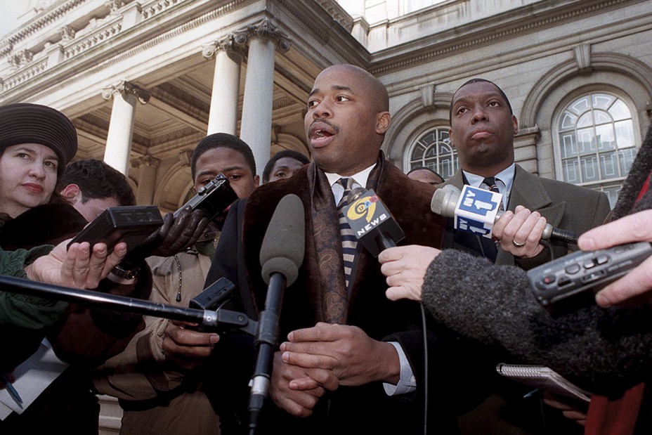 Eric Adams giving a press conference