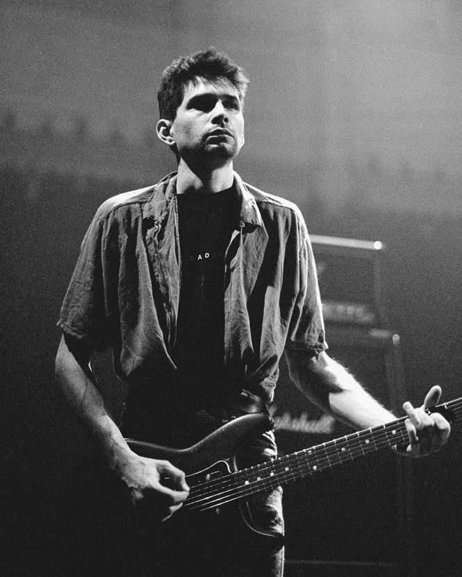 Steve Albini, guitar, performs with Shellac at the Paradiso in Amsterdam, Netherlands on 12th February 1995