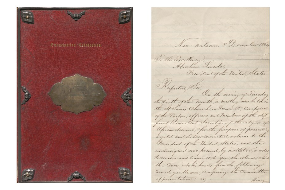 original copies of the Emancipation Celebration in New Orleans sent to President Abraham Lincoln in 1864
