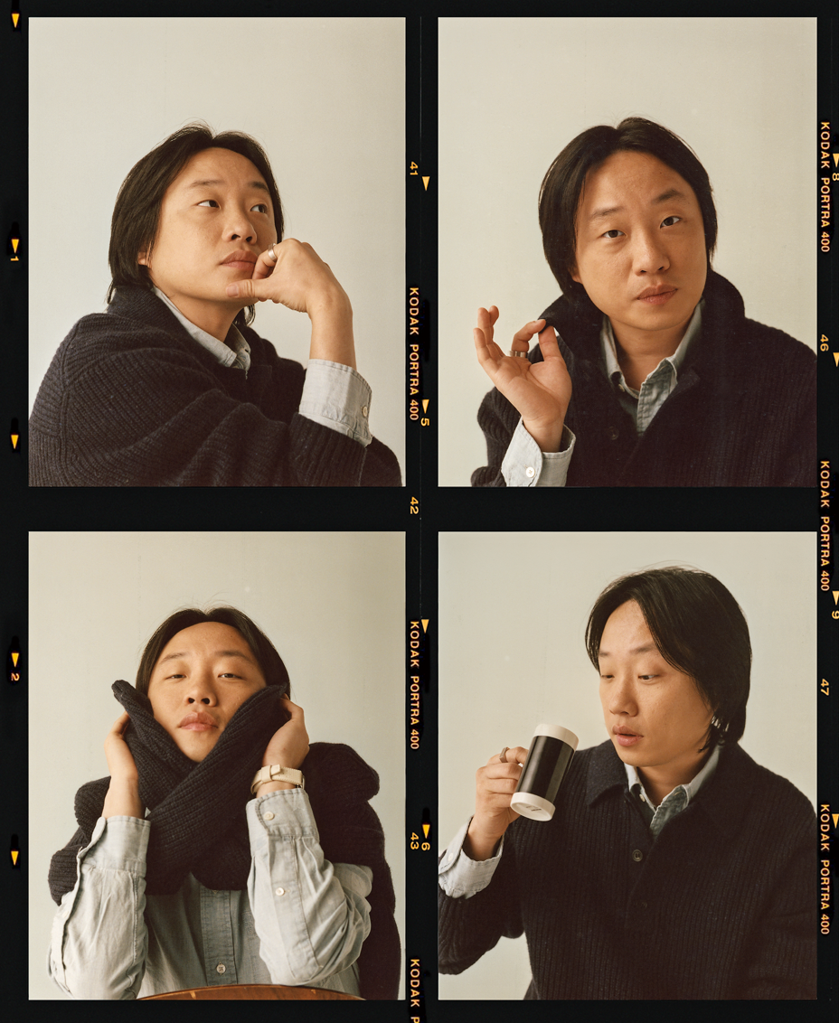 Kodak contact sheet with 4 photos of Yang in different positions