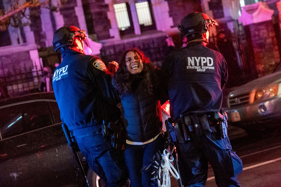 Police arrest protesters during pro-Palestinian demonstrations at the City College Of New York on April 30, 2024, in New York City. A heavy police presence surrounded both the City College of New York and Columbia University as local law enforcement cleared tent encampments set up by pro-Palestinian protesters.