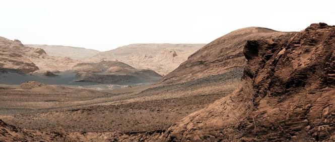 Curiosity used its mast camera to capture this mosaic of Gediz Vallis 