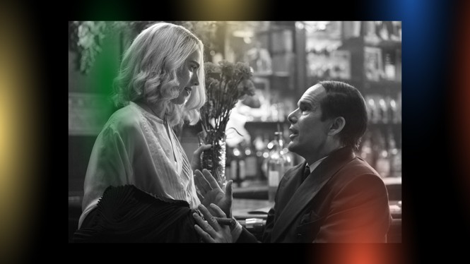 Margaret Qualley, Ethan Hawke as Lorenz Hart in the movie Blue Moon