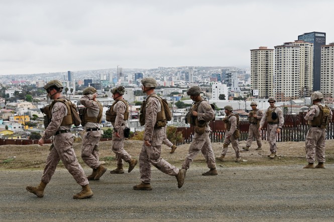 US Marine Corps troops as seen from San Diego in February 2025
