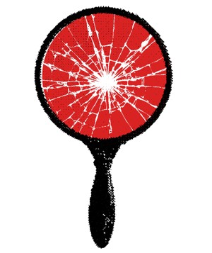 illustration of shattered hand mirror with handle
