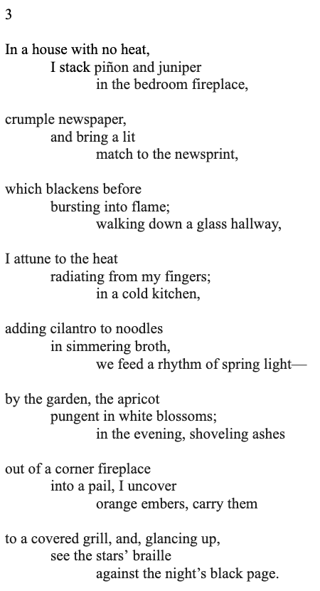 Section 3 of a poem by Arthur Sze