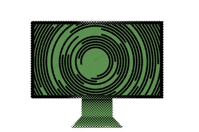illustration of computer monitor displaying concentric circles
