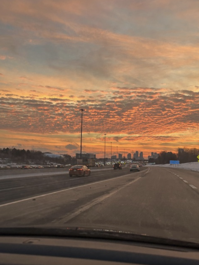 Sunset over the highway