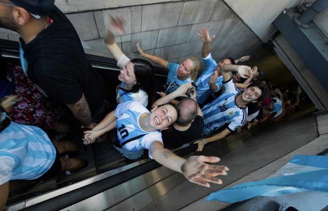 Argentina fans in the subway