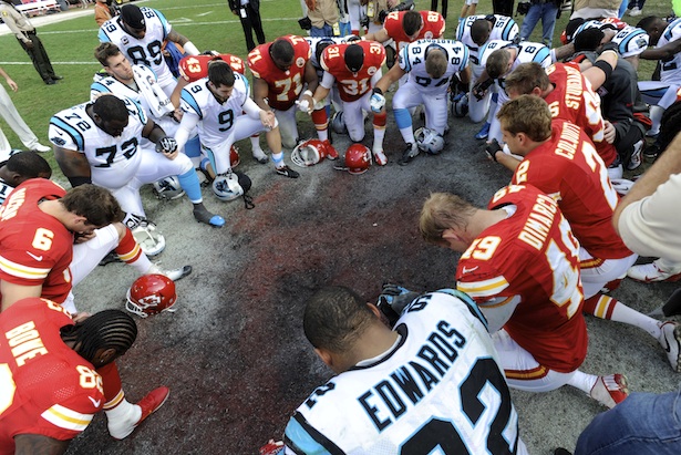 Linebacker Jovan Belcher of the Kansas City Chiefs looks on from