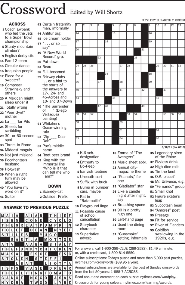New York Times Crossword Puzzle, Coat In The Winter New York Times Crossword Clue