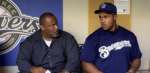 Prince Fielder and estranged father Cecil share moment on Friday 