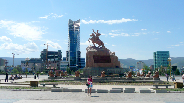 Mongolia, Ulan Bator, Sukhbaatar square, Louis Vuitton shop