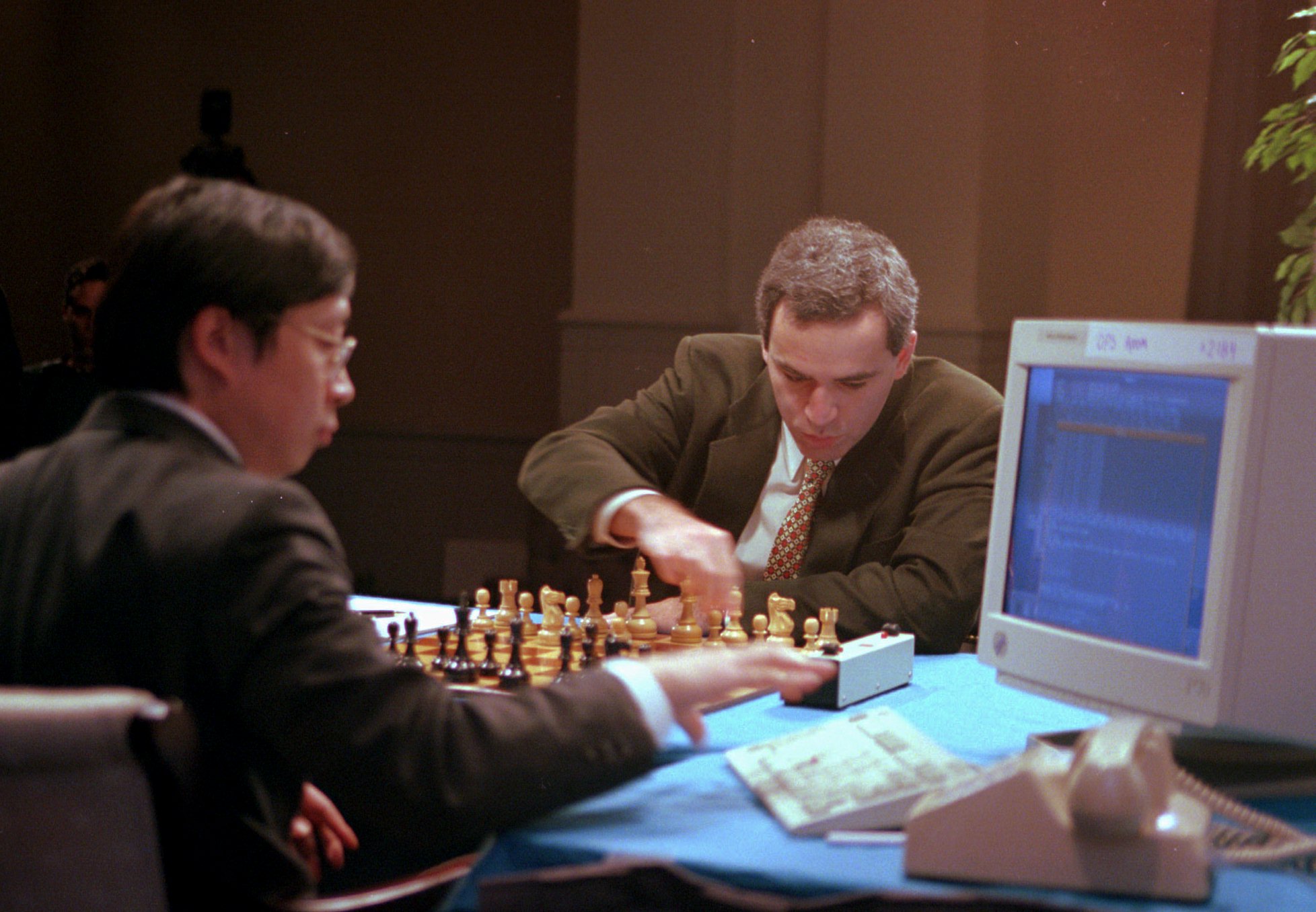 Garry Kasparov upset during match vs the IBM supercomputer Deep Blue.  News Photo - Getty Images