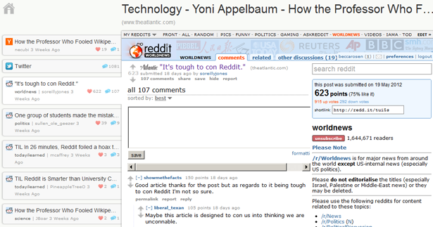 From Any Page on the Web, See the Reddit, Twitter, and Hacker News Conversations With One Click (Sometimes Two) - The Atlantic