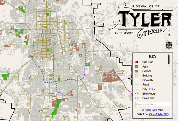 Map Of Tyler Texas The Hacking Tyler, Texas, Project: A Sidewalk Map - The Atlantic