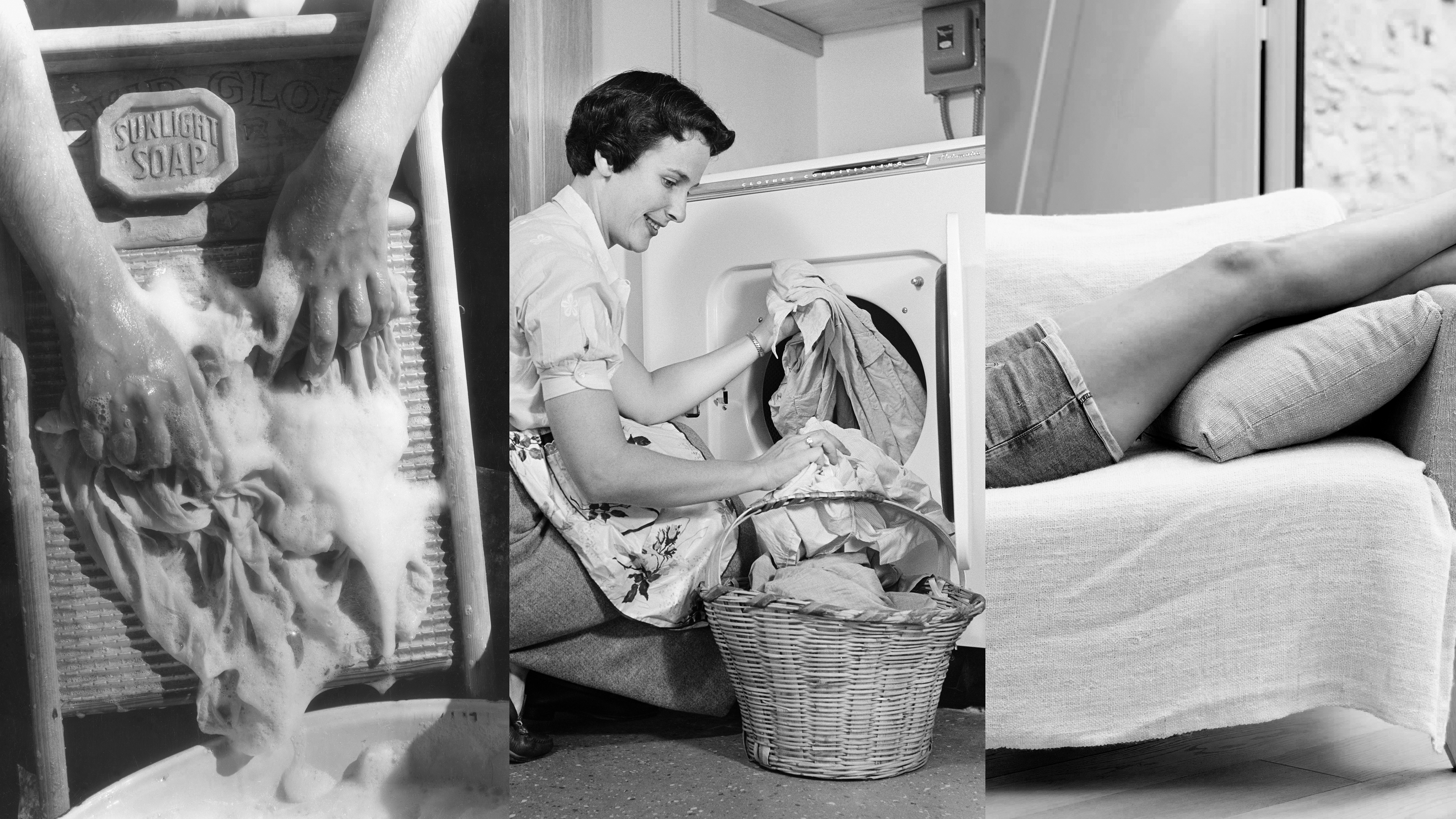 A photo-illustration showing various household chores
