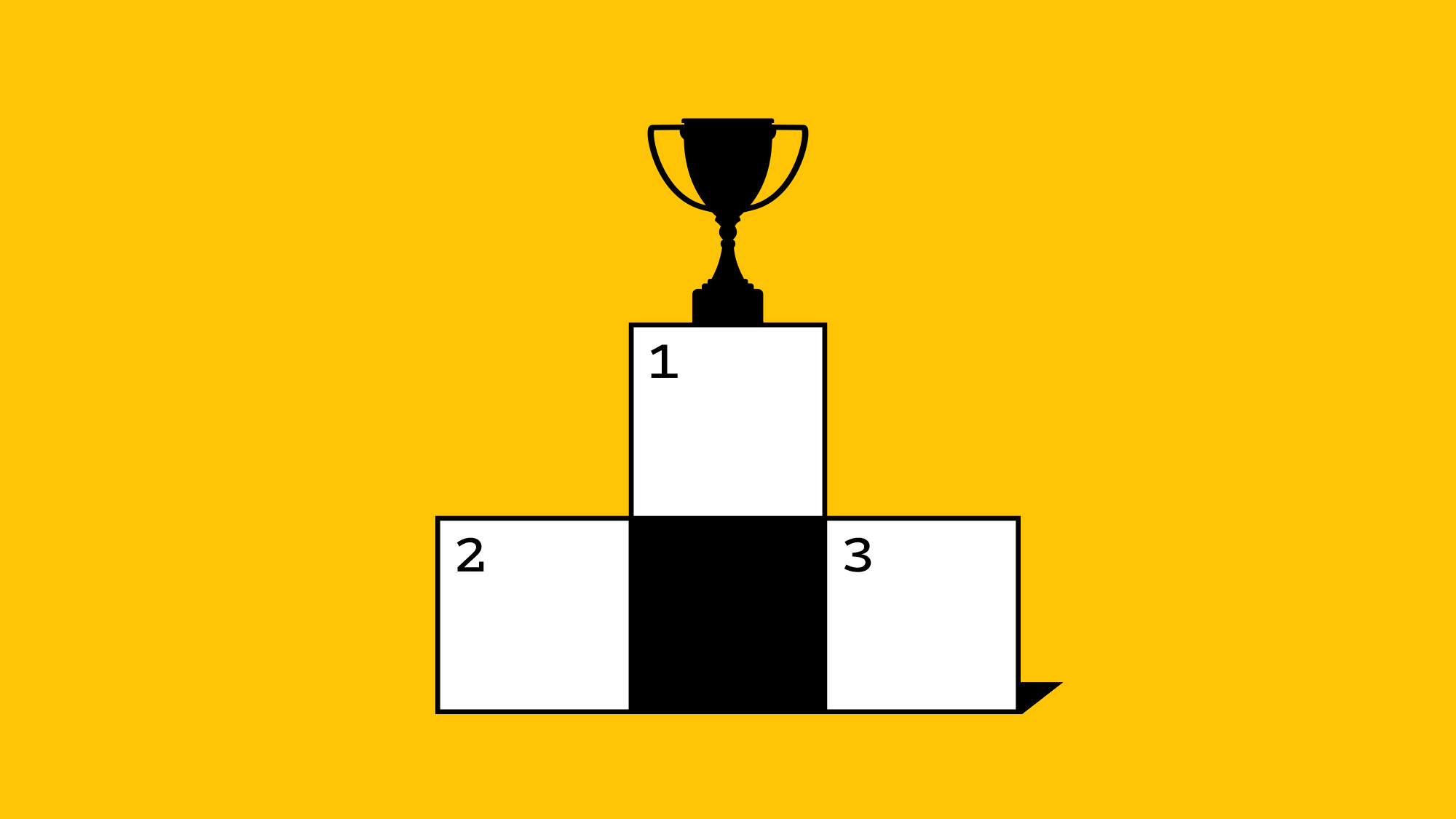 A crossword puzzle with a trophy on top of the blocks