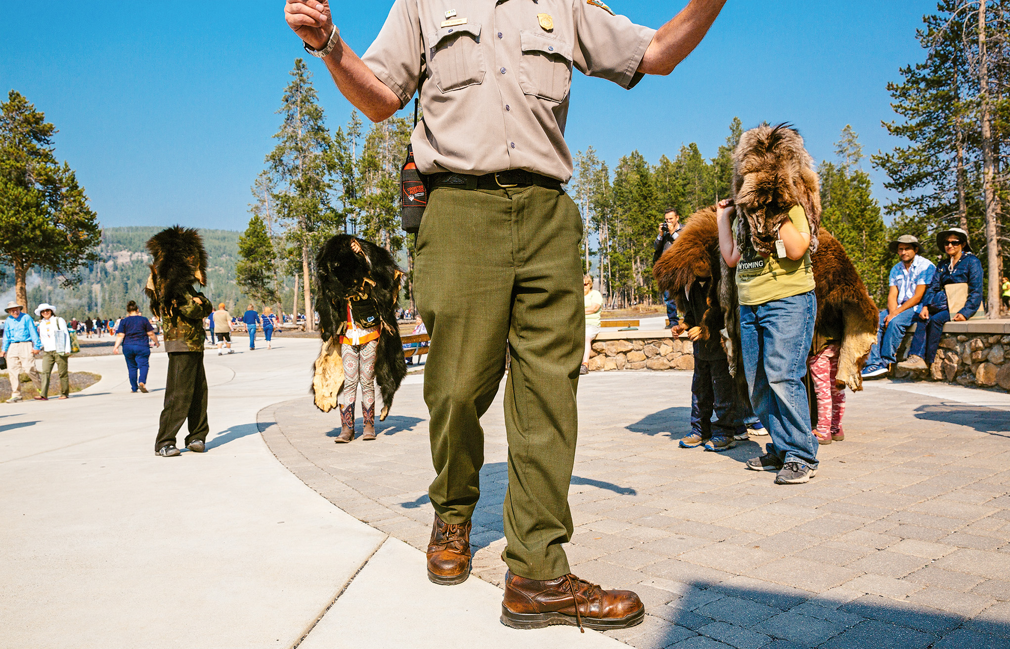 A bear-safety demonstration at Yellowstone National Park
