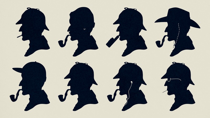 Different silhouettes of Sherlock Holmes