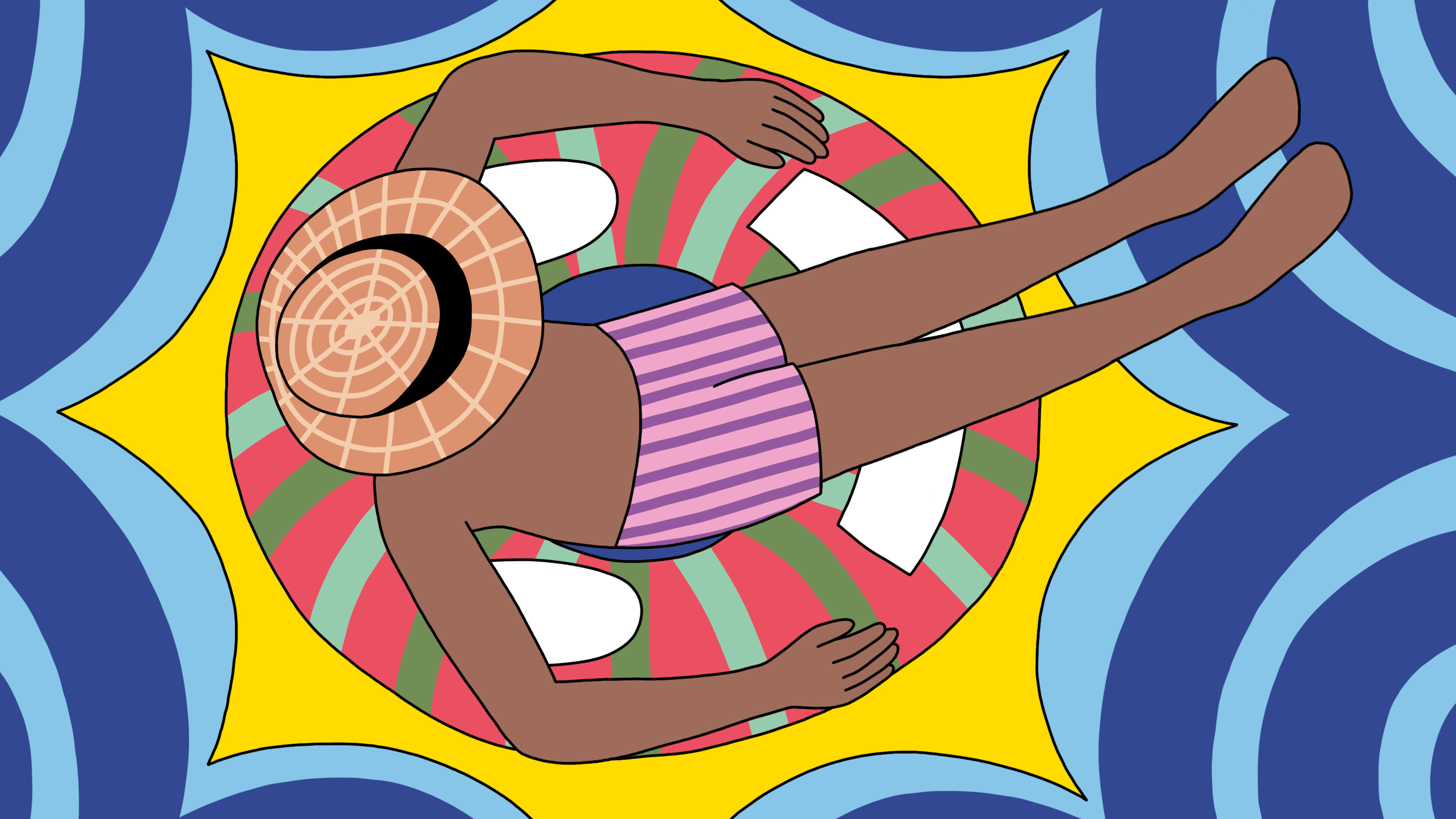 A man chills on a pool floaty