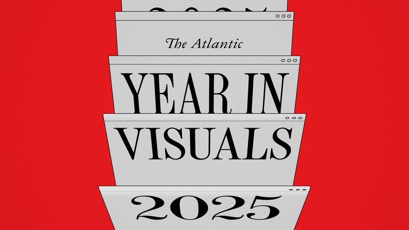 A typographic moving image that says "The Atlantic Year in Visuals 2025"